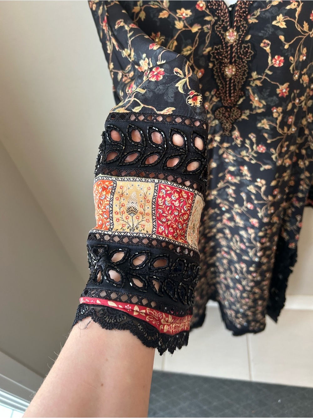 Stunning Kaftan Tunic Dress Boho Luxe Embroidered | Johnny Was Style Artisan - Picture 4 of 16